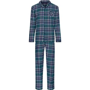Pastunette Flanellen Heren Pyjama met knoopsluiting - S - Groen