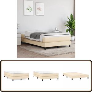 vidaXL Bedframe - 120x200 cm - Crème - Stof Boxspring Frame - Bedframe - Tweepersoonsbed - Stoffen Bed - Creme Kleurige Bed