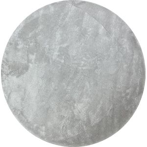 Tapijtenloods Samba Soft Fluffy Vloerkleed Laagpolig Zilver Grijs- 150 CM ROND