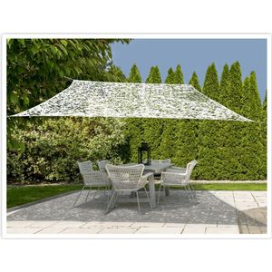 Set van 2x stuks schaduwdoeken/zonneschermen rechthoek camouflage wit 2 x 3 meter - Terras/tuin zonwering