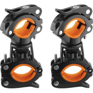 ROCKBROS Houder voor zaklamp, 360°Rotatable Fietslicht Bike Light Holder voor stuur Diameter 20-35mm Zwart Oranje