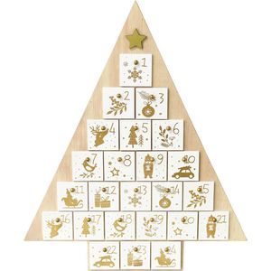 Houten Kerstboom Adventskalender met gouden details van Rex London