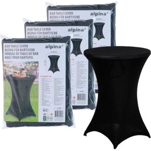 Alpina nette afdekhoes voor een statafel - 3x - zwart - spandex elastiek - D90 x 115 cm - tafelhoes