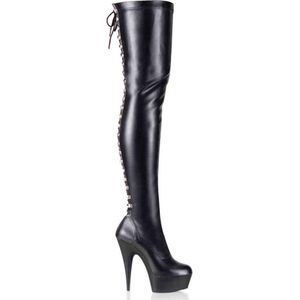 Pleaser - DELIGHT-3063 Plateau overknee Laarzen - US 13 - 44 Shoes - Zwart