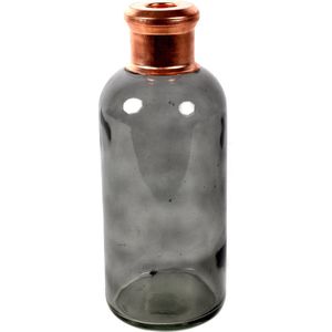 Countryfield Bloemenvaas Firm Bottle - transparant grijs/koper - glas - D11 x H27 cm