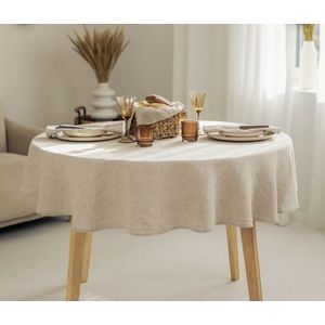 Tafelkleed rond 140cm Beige - Met linnenlook tafellinnen, elegant uitstraling - waterafstotend, waterdicht, duurzaam en zachte stof, veelzijdig inzetbaar