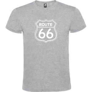 Grijs t-shirt met 'Route 66' print Wit  size S
