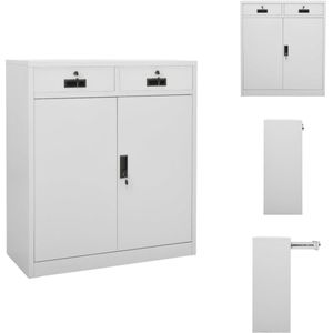 vidaXL Archiefkast - Staal - 90x40x102 cm - 2 verstelbare schappen - 2 lades - Lichtgrijs - Kast