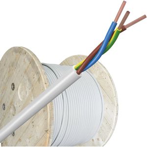Helukabel VMVL (H05VV-F) kabel 3x0.75mm2 wit per haspel 500 meter
