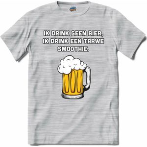 Geen bier maar een tarwe smoothie - Bier kleding cadeau - bierpakket kado idee - grappige bierglazen drank feest teksten en zinnen - T-Shirt - Heren - Donker Grijs - Gemêleerd - Maat XXL