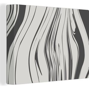 Canvas Abstract - Marmer - Grijs - Structuur - Lijn - 40x30 cm - Muurdecoratie