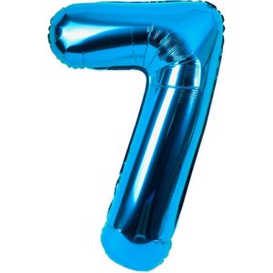 Festivz Blauwe Cijfer Ballon 7 - Blauw – 81 CM - Decoratie – Feestversiering – Blue - Verjaardag - Bruiloft - Feest