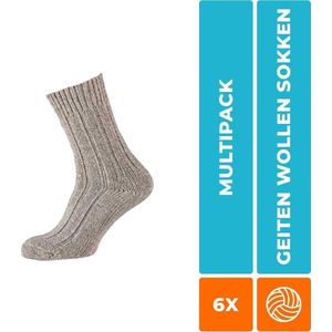 6-Pack Ouderwetse Noorse Wollen Sokken Grof Apollo - Grijs - Unisex - Maat 43-46