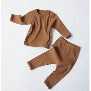 BonBini's pure Katoenen pyjama set Autumn Brown - jongen meisje - 6 tot 9 maanden - 95% katoen 5% spandex