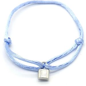 Dielay - Armband Dames - Hangslot RVS - Lengte Verstelbaar - Blauw en Zilverkleurig