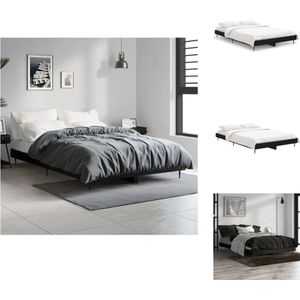 vidaXL Bedframe - Zwarte bewerkt houten en metalen bedframe - 193 x 123 x 20 cm - Geschikt voor 120 x 190 cm matras - Montage vereist - Bed