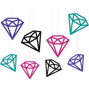 Partydeco - Hangdecoratie Diamanten DIY - 8 stuks