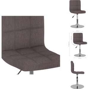 vidaXL Draaibare Eetstoel - Modern Ontwerp - Eetkamerstoel - Afmetingen- 40x43x(71-85.5) cm - Kleur- Taupe - Materiaal- Stof en Verchroomd Staal - Kenen- 360° Draaibaar - Gasveermechanisme - Montage Vereist - Eetkamerstoel