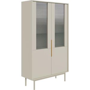 Vente-unique Vitrinekast met 2 deurtjes - Beige - DABRIANA L 104 cm x H 179.5 cm x D 39 cm