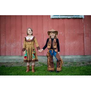 Great Pretenders Verkleedkledij Cowboy vest en beenlappen - Bruin - Maat 5-6 jaar
