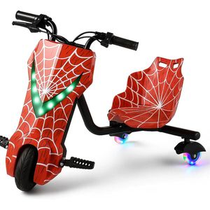 Elektrische Drift Trike voor Kinderen – Spiderman Look | LED Wielen, Bluetooth Speaker, 3 Snelheden | 6–16 Jaar