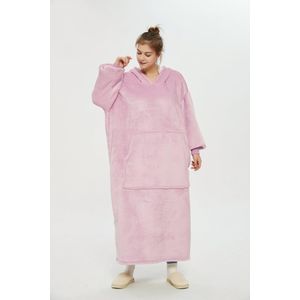 Hoodie Deken Extra LANG – Hoge Kwaliteit Sherpa Fleece – West - 120 cm – Vrouwen Roze