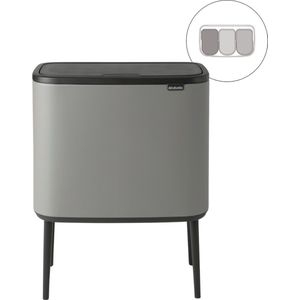 Brabantia Bo Touch Bin Prullenbak - 3 x 11 liter - Afvalscheiding - Mineral Concrete Grey