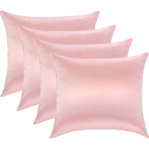 4x Zijden Kussensloop Roze - 19MM Satijn - 80x80cm - Satijnen kussensloop