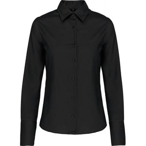 Blouse Dames XXL Kariban Lange mouw Black 100% Katoen