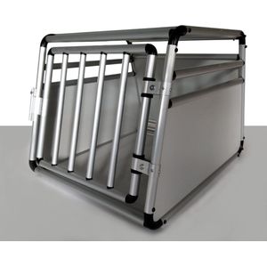 Topmast Autobench Aluminium - Reisbench Hond - 90 x 65 x 69 CM - Transportbench - Ronde Buizen - Lichtgrijs