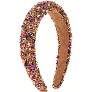 Glitter Haarband - Dames Glitter Diadeem Steentjes Diamantjes - goud - roze zwart - trendy glitter haarband - diadeem