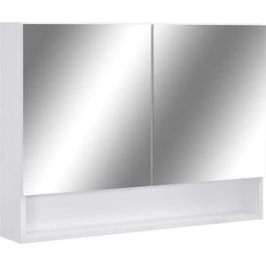 vidaXL - Badkamerspiegelkast - LED - 80x15x60 - cm - MDF - wit