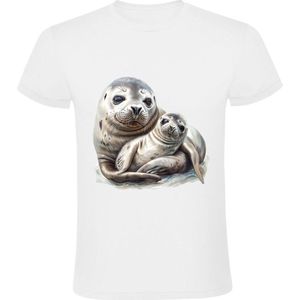 Zeehond Heren T-shirt - dieren - moeder - mama - kind - schattig - cadeau