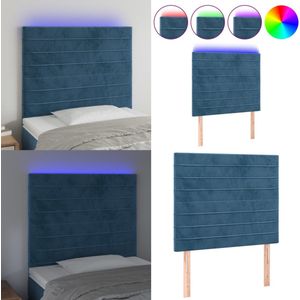 vidaXL Hoofdbord LED 90x5x118/128 cm fluweel donkerblauw - Hoofdbord - Hoofdborden - Hoofdeinde - Houten Hoofdbord