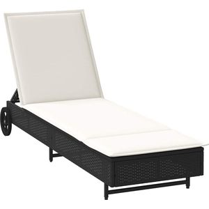 vidaXL Ligbed - Met Wielen - Inclusief Kussen - Zwart Ligbed - Lounge Stoel - Tuinset - Outdoor Furniture - Patio Set