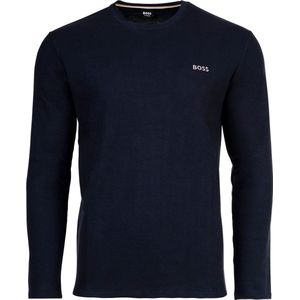 Hugo Boss BOSS O-hals longsleeve shirt waffle mini logo blauw - XL