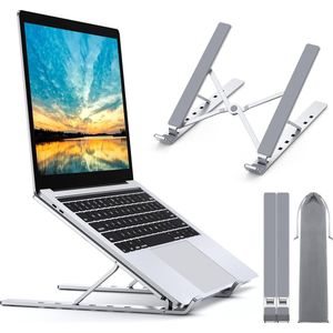 Laptopstandaard, draagbaar, houder voor koeling, 9-traps verstelbaar, aluminium ventilator, compatibel met10 - 15,6 inch laptops