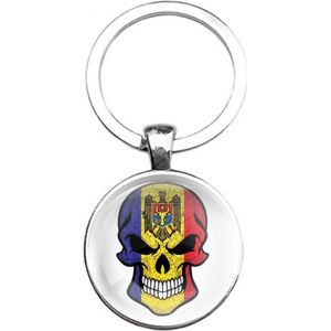 Sleutelhanger Glas - Schedel Vlag Moldova