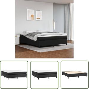 The Living Store Boxspringframe - zwart kunstleer - 203 x 180 x 35 cm - multiplex lattenbodem