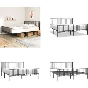 vidaXL Bedframe met hoofd- en voeteneinde metaal zwart 183x213 cm - Bedframe - Bedframes - Tweepersoonsbed - Bed