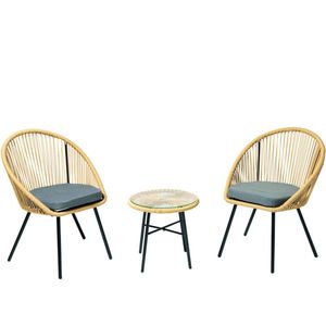 Concept-U - Balkon lounge 2 fauteuils en 1 beige tafel IPANEMA