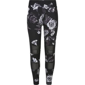 Urban Classics - Tech Mesh AOP dark flower Kinder Legging - Kids 146/152