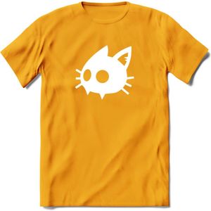 Cat Head - Katten T-Shirt Kleding Cadeau | Dames - Heren - Unisex | Kat / Dieren shirt | Grappig Verjaardag kado | Tshirt Met Print | - Geel - XXL