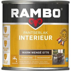 Rambo Pantserlak Interieur - Transparant Zijdeglans - Houtnerf Zichtbaar - Warm Wengé - 0.75L