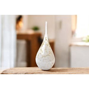 Mini Urn - Teardrop - Wit bladgoud - Kleine urn voor thuis - Crematie Urnen - Herdenken