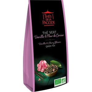Thés de la Pagode – Groene thee vanille en kersenbloesem - Losse Thee - Biologische thee  (100 gram)
