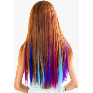 Hairextensions kleur 12 stuks haar met clip felle kleuren