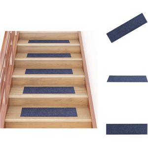 vidaXL Trapmatten - Genaaldvilte stof - 76 x 20 cm - Grijsblauw - 15 stuks - Trapmat