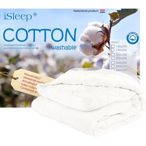 iSleep Katoenen Enkel Kinderdekbed - 100% Katoen - Ledikant - 100x135 cm - Wit