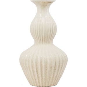 HomeBound by KY | Aardewerk vaas clown beige | 20,5x20,5x39cm | bloemenvaas keramiek off-white